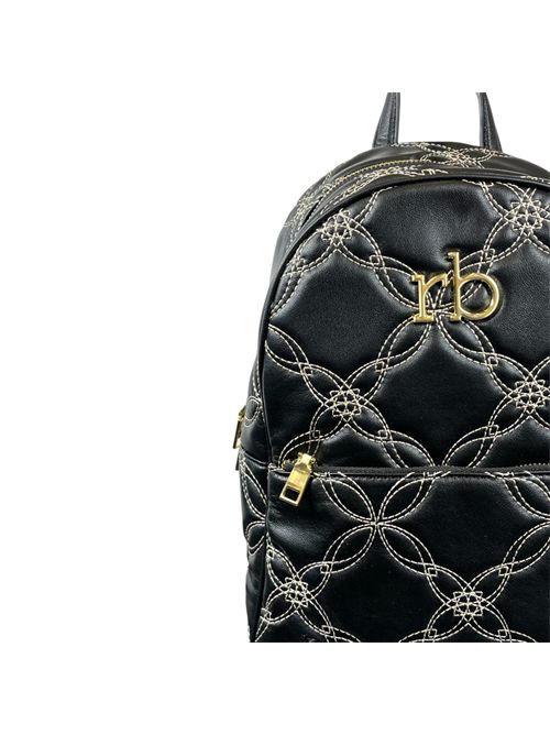 BACKPACK WITH DECORATIVE EMBROIDERY ROCCO BAROCCO BLACK WOMEN ROCCO BAROCCO | ART.101/RBNERO